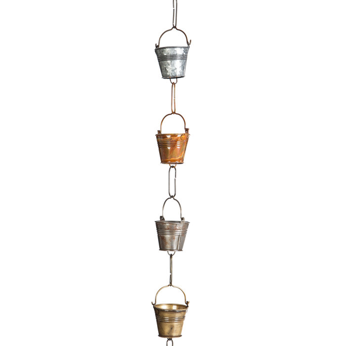 The Holiday Aisle® Galvanized Iron Buckets Rain Chain & Reviews Wayfair